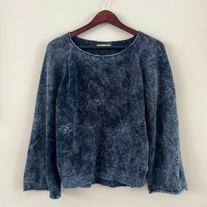 skin pointelle sweater/pullover in space dye blue